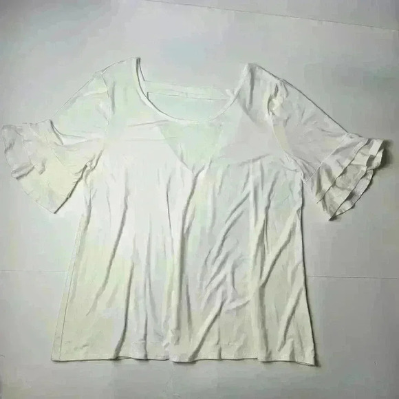Maurices V Back White Flutter sleeve Top Medium - Picture 1 of 7